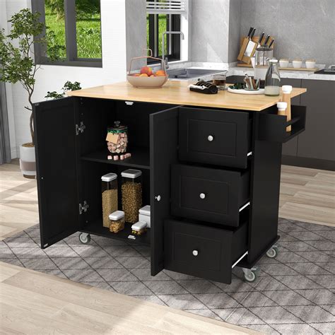 Kitchen Island On Wheels Kitchen Cart With Drop Leaf Countertop Rolling Kitchen Trolley With