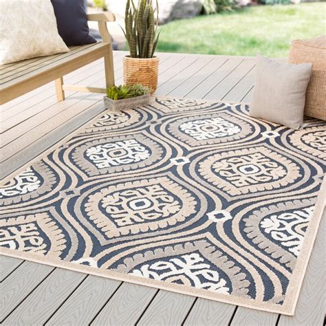 Newtown Medallion Navybeige Indooroutdoor Area Rug And Reviews Joss