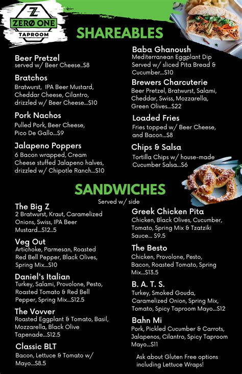 Taproom Menu :: Zero One Brewing - San Angelo, Texas