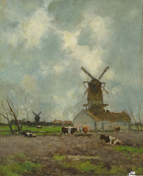 Hollands Landschap Met Molens En Koeien Jan Hendrik Weissenbruch