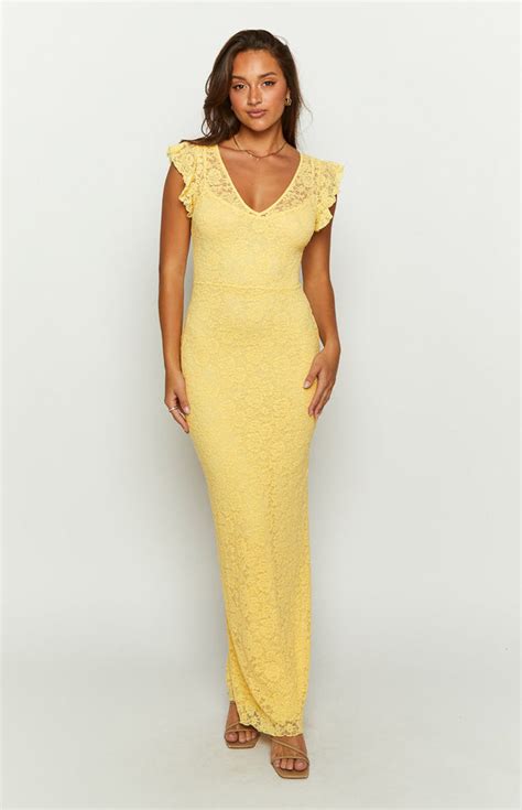 Blake Yellow Lace Maxi Dress Beginning Boutique Us