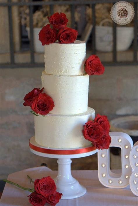 Red Roses Wedding Naked Cake Tarta De Boda Mericakes Cake Designer