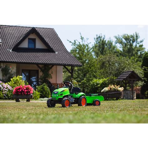 Tracteur pour enfant à pédales avec capot ouvrant et remorque x tractor