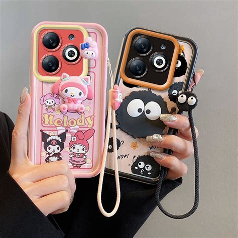 INFINIX SMART 8 SMART 8 PRO HOT 40i Cute Melody Kuromi Big Eyes Coal Ball Labubu Cartoon 3D