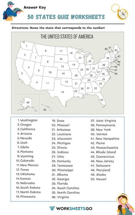 50 States Quiz Worksheets | WorksheetsGO