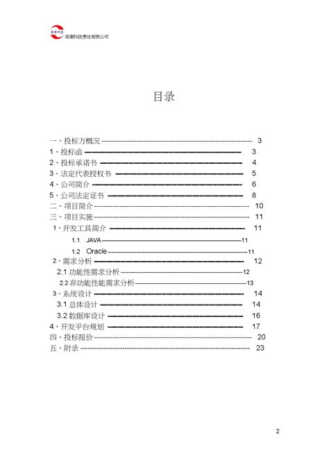 软件项目投标书 docx 招投标文件 土木在线