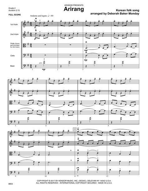 Deborah Baker Monday Arirang Full Score Sheet Music Pdf Notes