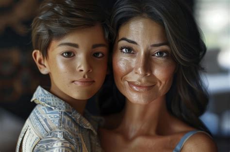 Premium Photo Single Hispanic Mature Mother With Only One Adult Son