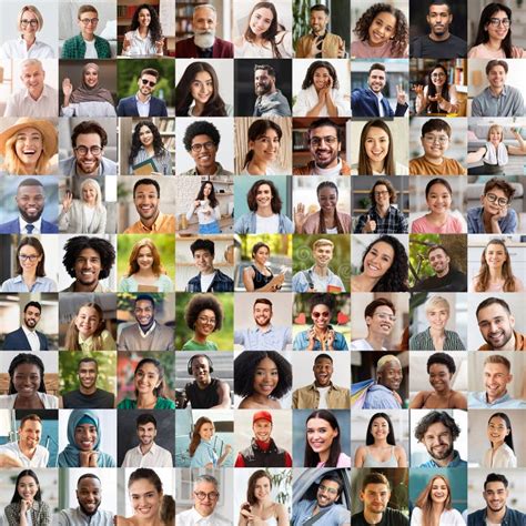 Multiethnic Beautiful People Smiling And Gesturing On Various