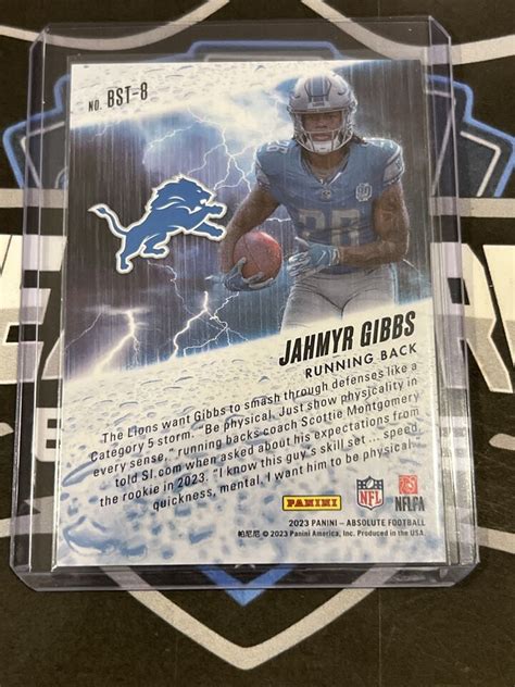 Jahmyr Gibbs 2023 Panini Absolute Red By Storm Rookie 100 Detroit