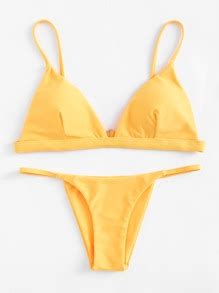 Set Bikini De Tirantes Con Volantes Spanish Shein Sheinside