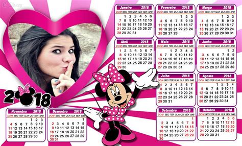 Montagem De Fotos Calendário Calendário Minnie 2018