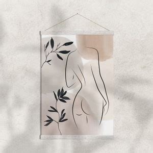 Abstract Single Line Woman Art Minimal Nude Printable Art Erotic One Line Art Neutral Colors