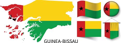 El Varios Patrones De El Guinea Bissau Nacional Banderas Y El Mapa De