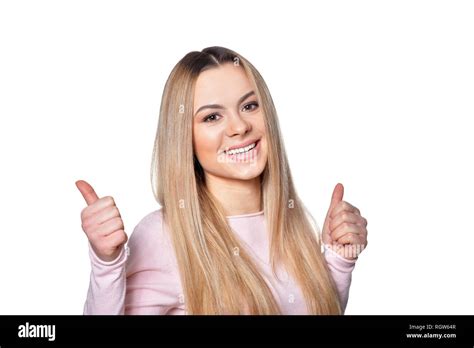 Beautiful Blonde Woman Posing On White Background Stock Photo Alamy