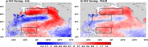 Composited Sea Surface Temperature Sst Anomalies In A February And