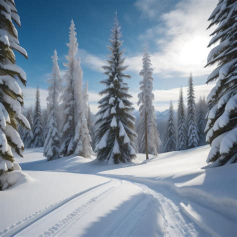 Premium Photo | A snowy landscape with a snowy forest and snowy trees.