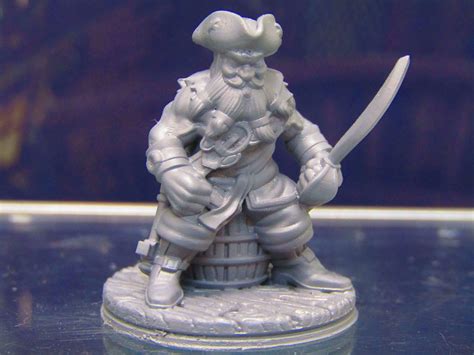 Dwarf Pirate On Barrel Mini Miniature Figure 3d Printed Model Etsy