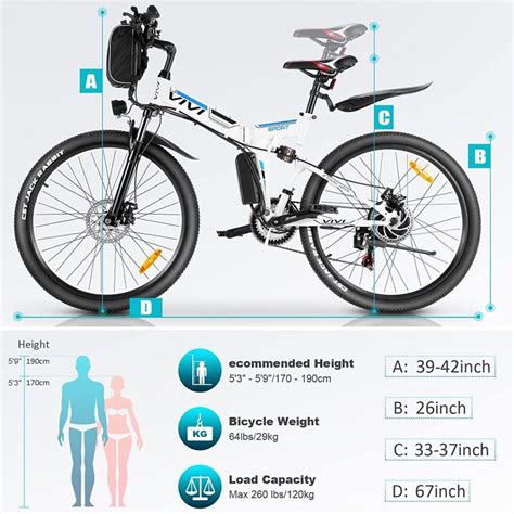 Vivi 26 In Electric Bike For Adults 350W Folding Electric Mountain