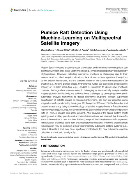 (PDF) Pumice Raft Detection Using Machine-Learning on Multispectral ...