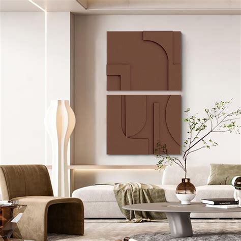 2 Pieces Japandi Abstract Wood Wall Decor For Living Room 3D Hanging