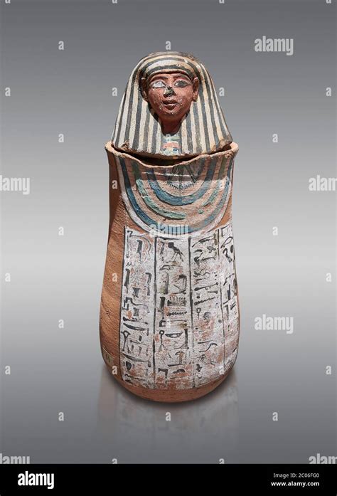Ancient Egyptian Human Headed Canopic Jar For Amenemheb Clay New