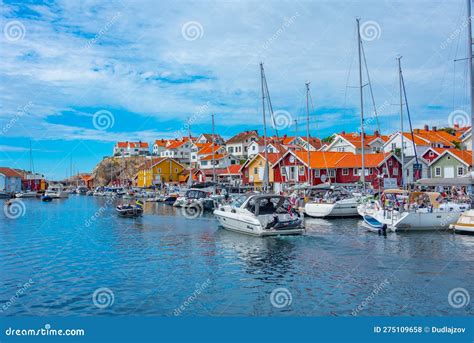 Smogen, Sweden, July 11, 2022: Waterfront Promenade at Swedish V