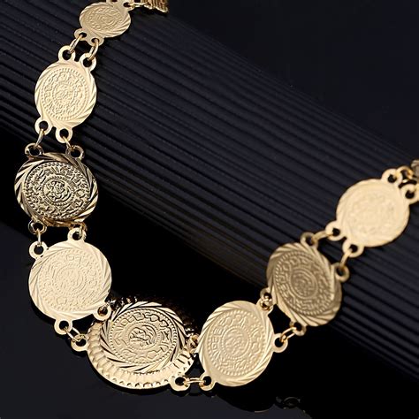 Trendy Gold Color Islamic Muslim Arab Money Coins Bracelet For