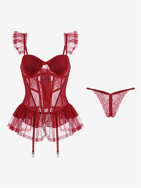Babydolls Lingerie Sexy Babydoll Burgundy Lace Sexy Lingerie Milanoo