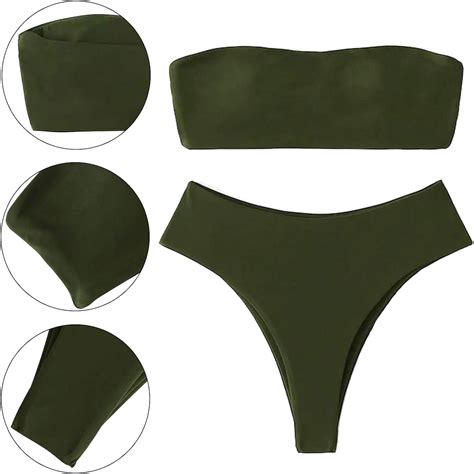 Amazon Hotelvs Women Bow Knot Bikini Bandeau Floral Printed Two Piece Swimsuits Bathing