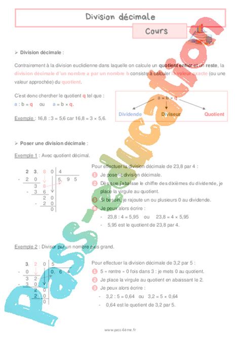 Opérations 6ème Exercices Cours évaluation Révision Pdf à Imprimer