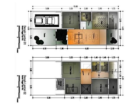 Ide Denah Rumah 6x8 Meter 2 Lantai Minimalis Model Rumah