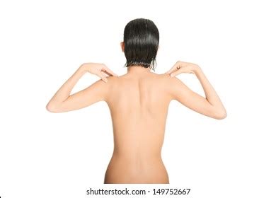 Back View Nude Woman Touching Her Stock Photo Edit Now 271238492