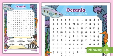 Oceania Word Search Twinkl Ks Teacher Made Twinkl