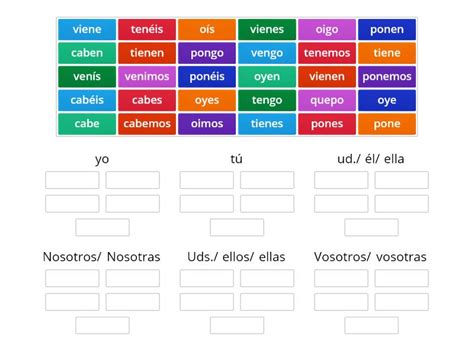 Presente De Los Verbos Irregulares Group Sort