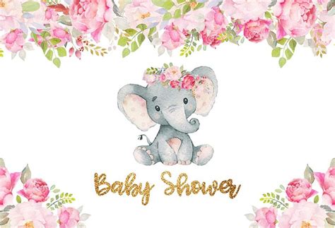 Telón de Fondo de Color Rosa con diseño de Elefante para Baby Shower de