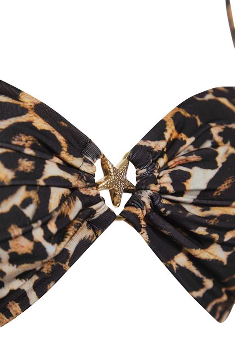 TRENDYOLMİLLA Leopar Desenli Straplez Premium Aksesuarlı Mix Match Bikini Üstü TBESS BU