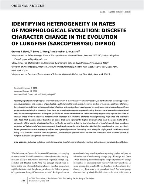 Identifying Heterogeneity in Rates of Morphological Evolution: Discrete Character Change in the ...