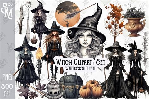 Witch Clipart PNG Set Sublimation Graphic By StevenMunoz56 Creative