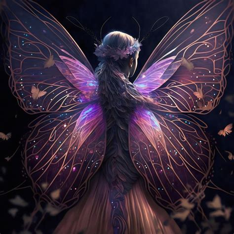 Fairy with butterfly wings | Butterfly fairy wings, Purple fairy wings ...