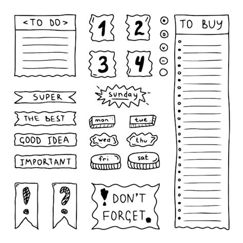 Premium Vector Bullet Journal Doodle Set Hand Drawn Elements Stickers