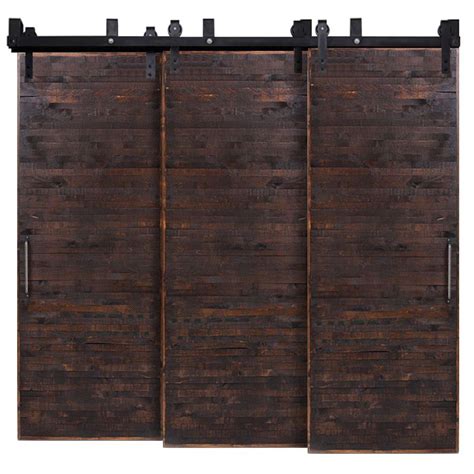 Horizontal Rip Top Triple Bypass Barn Doors Rustica