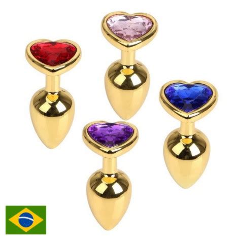 Plug anal dourado em forma de coração G Shopee Brasil