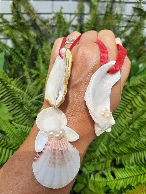 Seashell Angel Christmas Ornaments Set Of Oyster Shells Etsy