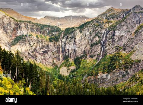 avalanche lake cliffs  waterfall  glacier national park montana