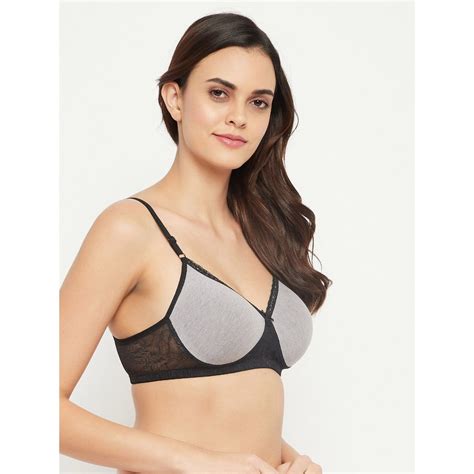 Buy Clovia Padded Non Wired Full Cup T Shirt Bra In Light Grey Cotton Online