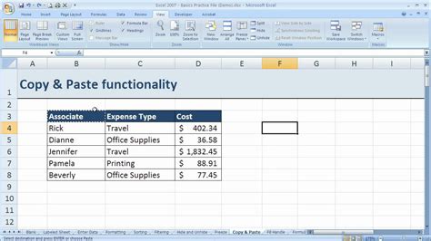 How To Use Basic Copy And Paste In Excel 2007 Excel 07 018 YouTube