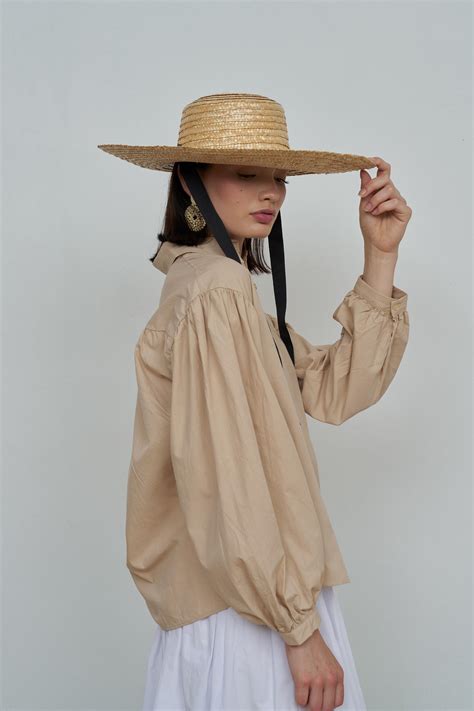 BALON KOL DETAYLI POPLİN GÖMLEK NUDE