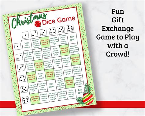 Christmas Dice Game Fun Printable Christmas Gift Exchange Game For