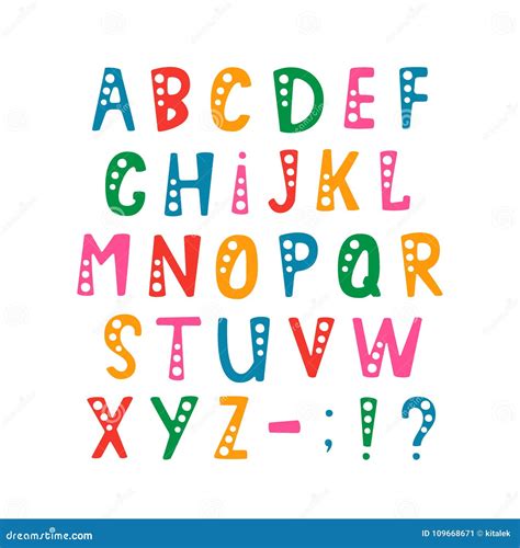 Vector Set Of Alphabet Letters And Punctuation Symbols Stock Vector